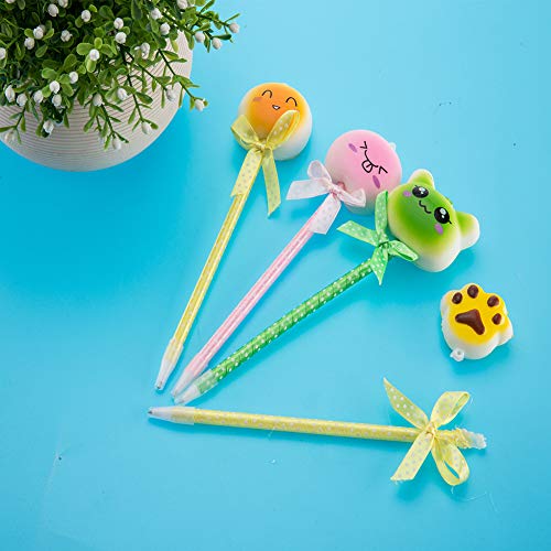 Gbell Kawaii Squishyies Ballpoint Pen for Kids - 6Pcs Dual-use Slow Rebound Toy Simulation Fun Shape Ballpoint Pen for Girls Boys Kids School Office Supplies