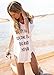 Oryer Womens Letters Print Baggy Swimwear Bikini Cover up Beach Dress T-Shirt, A-white, One Size
