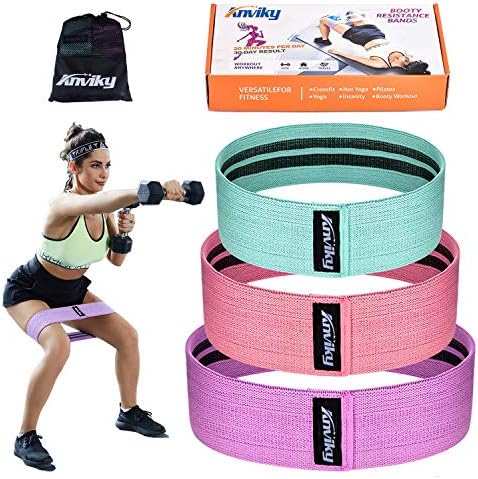 ANKIVY Booty Bands Fabric Resistance Bands for Legs and Butt Exercise Elastic Hip Bands 2019 Upgraded (Green Pink Purple Box-Packed)