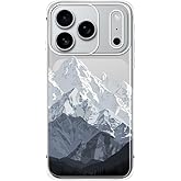 Blingy's for iPhone 17 Pro Max Case, Snow Mountain Pattern Cool Scenic Landscape Nature Design Transparent Soft TPU Protective Clear Case 6.9 inch (Mountain Peak)