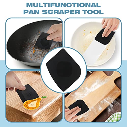 Cast Iron Scrubber + Pan Scraper, Upgraded Cast Iron Cleaner with Ergonomic Handle, Chainmail Scrubber for Cast Iron Pans and Skillets, Dishwasher Safe (Blue, Pack of 2)