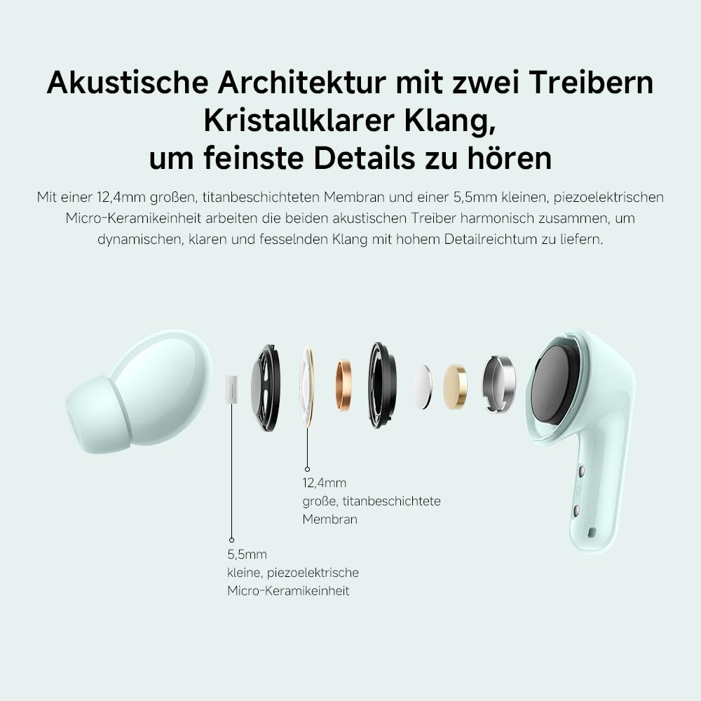 XIAOMI Redmi Buds 6 – Kabellose Bluetooth-In-Ear-Kopfhörer, Dual-Treiber, immersiver Sound, 49 dB aktive Geräuschunterdrückung, bis zu 10h+42h Akkulaufzeit, IP54, Schwarz 3