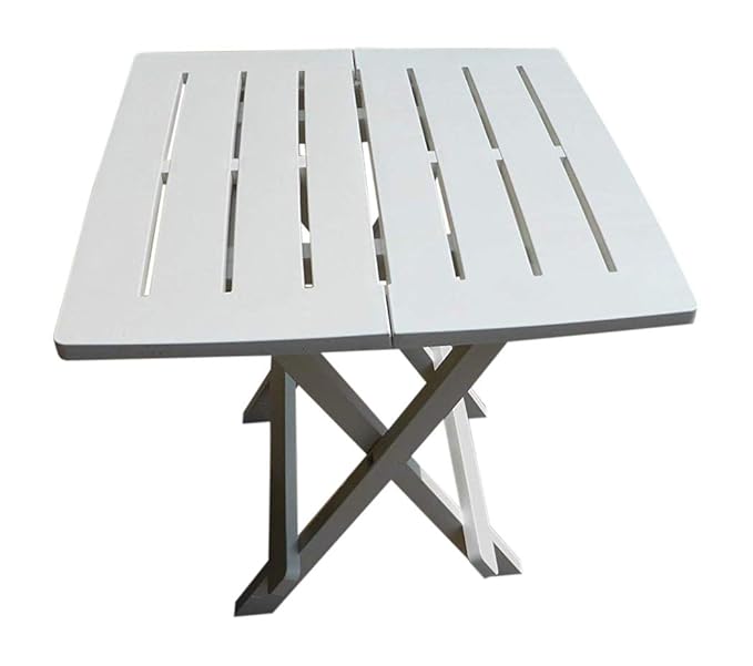 UKGardens White Resin Plastic Garden Table Lightweight Folding Outdoor