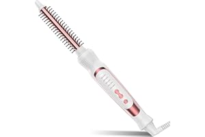 DENVEK Heated Round Brush, Ceramic Tourmaline Ion Curling Iron, Hot for Fluffy Thermal Brush Curling Wand, Suitable for All Hair Types Tool (White, 0.5 inch)