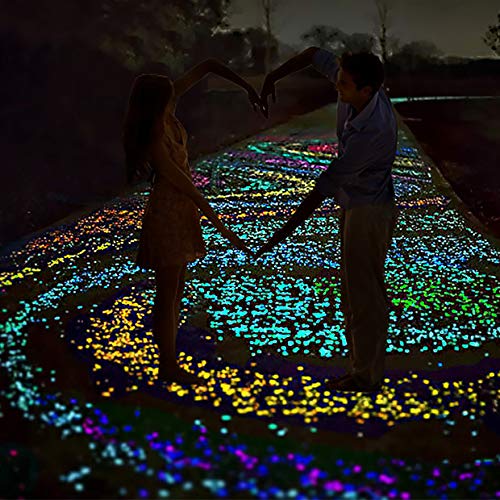Solar 100 Pcs Colorful Glowing Garden Resin Pebbles,Garden Decor Glowing Stones Luminous Rocks for Outdoor Walkway Driveway,Luminous Stones for Plants Pot, Fish Tank,Swimming Pool etc
