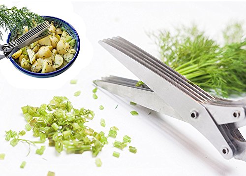 image for CHEE MONG Stainless Steel Herb Scissors with 5 Blades - Multipurpose H