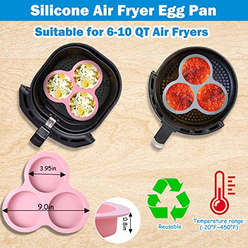XANGNIER Silicone Air Fryer Egg Pan,2 Pcs Reusable Egg Mold,Non-Stick Air  Fryer Baking Pan,3 Cavity Muffin Pan
