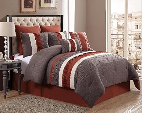 Buy Luxury Home 8 Piece Lawrence Comforter Set Spice Grey Queen