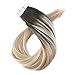 14inch Tape in Extensions Remy Human Hair Color #2 Brown Fading to Blonde #27 Mixed #613 Bleach Blonde Seamless Tape in Human Hair Extensions 20pcs 50g Per Pack