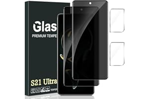 AYCFING 2+2Pack Galaxy S21 Ultra Privacy Screen Protector and Camera Lens Protector, 9H Hardness Tempered Glass 3D Curved Full Coverage For Samsung Galaxy S21 Ultra (6.8 Inch)-Anti Scratch Easy to install