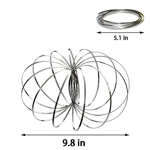 El-fmly Flow Ring Original Kinetic Spring Toy Interactive 3D Ring Game Toy for Kids Boys And Girl, Rave Accessories, Festival Accessories by El-fmly (5 Inches Sliver Flow Ring for Adult)