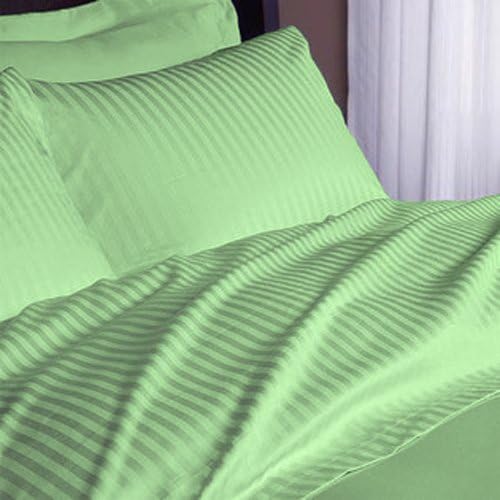 Sage Stripe 100%Pima Cotton Cotton 500 Thread Count Gokul Linen RV 58X75Inch Size Bed Sheet Set 6PCs Pocket Depth 26 Inch Drop