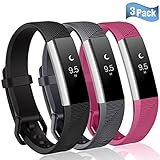 For Fitbit Alta HR and Alta Bands, Maledan Replacement Accessories Wristbands for Fitbit Alta and Alta HR, Black Fuchsia Gray Small