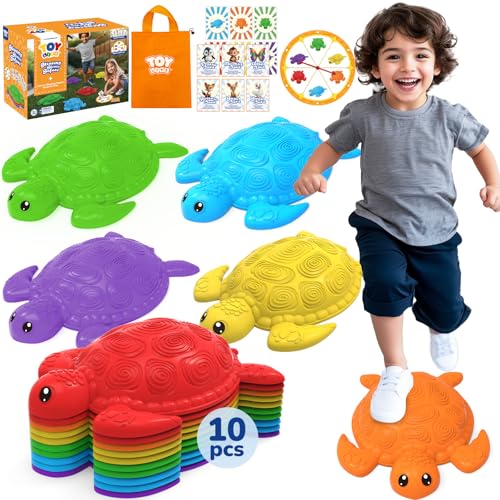 Photo 1 of TOY Life 10 Pcs Turtle Balance Stepping Stone for Kids, Indoor Outside Toys for Kids Ages 4-8, Toddler Outdoor Toys, Stepping Stones Game, with Cards and Spinner