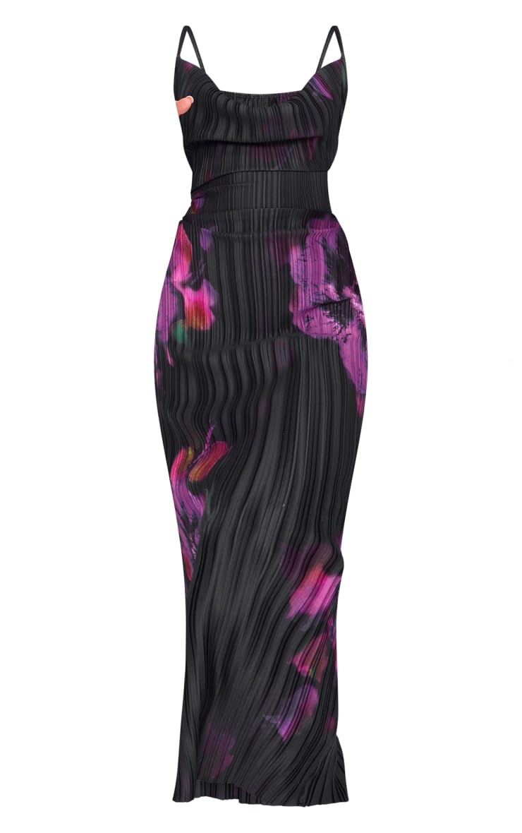 Photo 1 of LASPIA Cowl Neck Dress Strap Shoulder Pleated Maxi Dresses Summer Wedding Guest Dresses for Women,Black,Medium