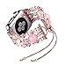 Apple Watch Band,Ezzdo Decorated Handmade Jewelry Faux Pearl Luxury Bracelet Rose Gold Elastic Stretch Replacement Strap + Frame for Women iWatch 38mm 42mm Series 3 2 1 (Pink Jewelry, 38mm)