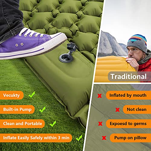 VECUKTY Double Camping Sleeping Pad, Upgraded Foot Press Inflatable
