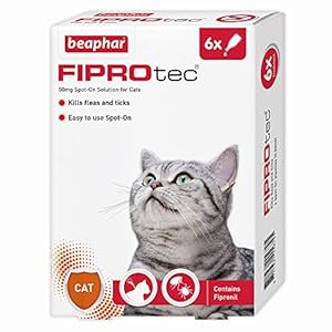 Beaphar-Fiprotec-Spot-On-Cat-6-Pipettes Beaphar | FIPROtec Spot-On for Cats | Kills Fleas & Ticks | Vet Strength Treatment | 6 Pipettes