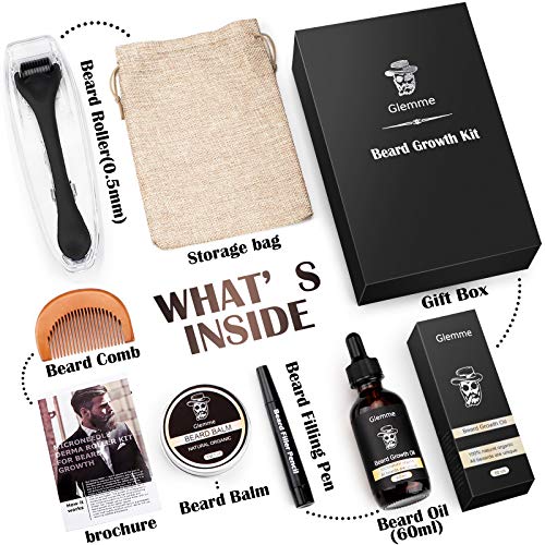 Beard Growth Kit, Derma Roller with Beard Growth Oil Serum for Men