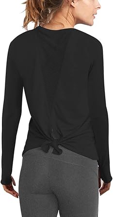 long sleeve open back workout top