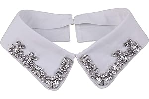 PSIVIKA Women’s Shiny Rhinestones Fake Collar Vintage Detachable Shirt Collar Stylish Faux Collar