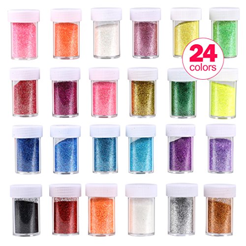 Glitter Shakers Wokaar DIY Crafts Ultra Fine Glitter Shake Set 24 Pack Assorted Colors for Arts, Crafts,Body, Face, Slime, Party Invitations, Holiday Crafts