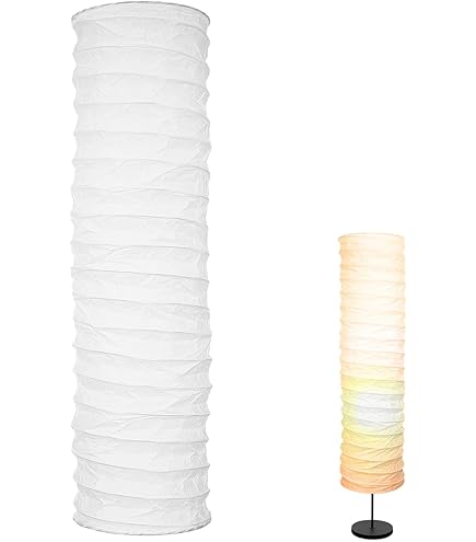 VOSAREA Pantalla De Lámpara De Pie De Papel Plegable De Papel De Arroz Cubierta De Lampara De Piso De Papel Bombilla De Piso Jaula Guardia Para Sala