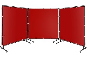MilleLoom 3 Panel 6x6FT Welding Screen with Frame - Flame Resistant PVC Curtain, Transparent Safety Panel, Lockable Swivel Wh