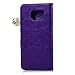 S7 Edge Case,Samsung Galaxy S7 Edge Case - Mavis's Diary 3D Handmade Wallet Case Bling Crystal PU Leather Sparkly Diamond Pearls Glitter Wooden Love Heart with Tower Tassel Pendant (Purple)