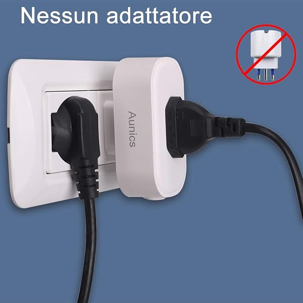 Enchufe inteligente Aunics enchufe alexa mini toma wifi italiana 2 tomas inteligentes de 15 A compatible con Google Home Amazon Alexa Smart Life Smart Plug para casa inteligente Domotica