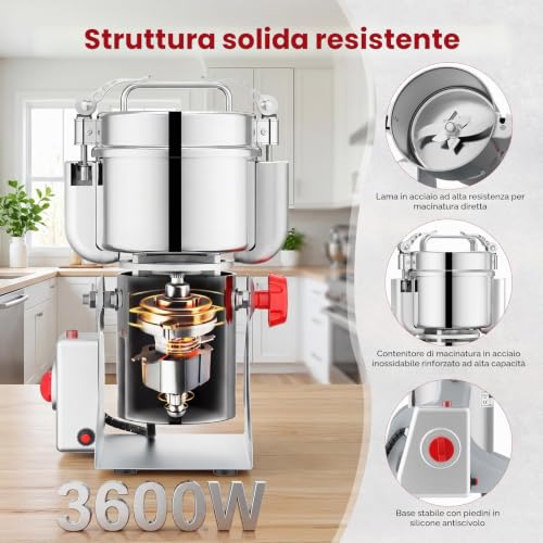Niktulo 220V Portable Cereal Grinder Grinder Grinder High Speed Grinder Powder Herb Spice Nut Cereal with Overload Protection (1000g)
