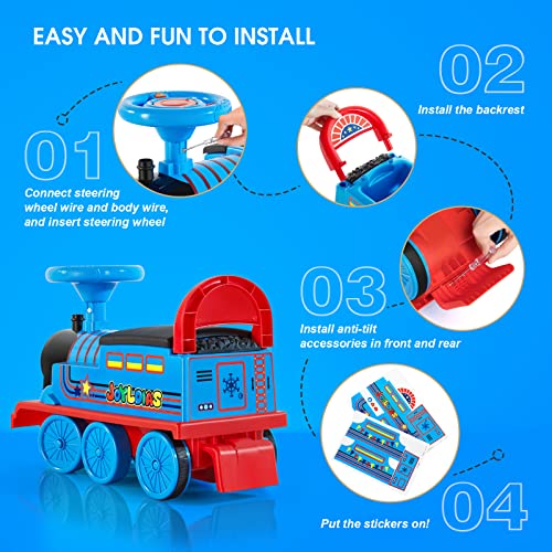 JOYLDIAS Ride On Train with 16pcs Curved Tracks, 6V Electric Ride On