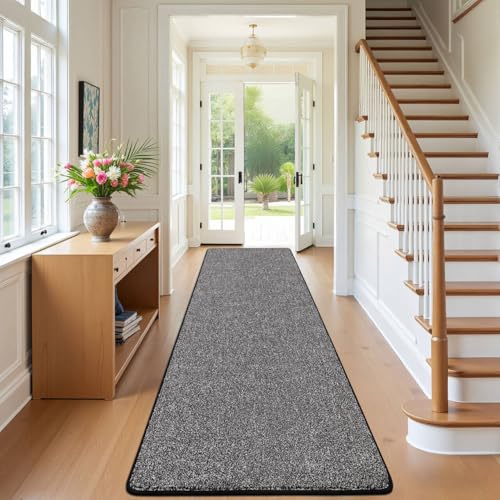 SHACOS Läufer Flur rutschfest 60x300 cm, Teppich Läufer Schwarz Waschbar