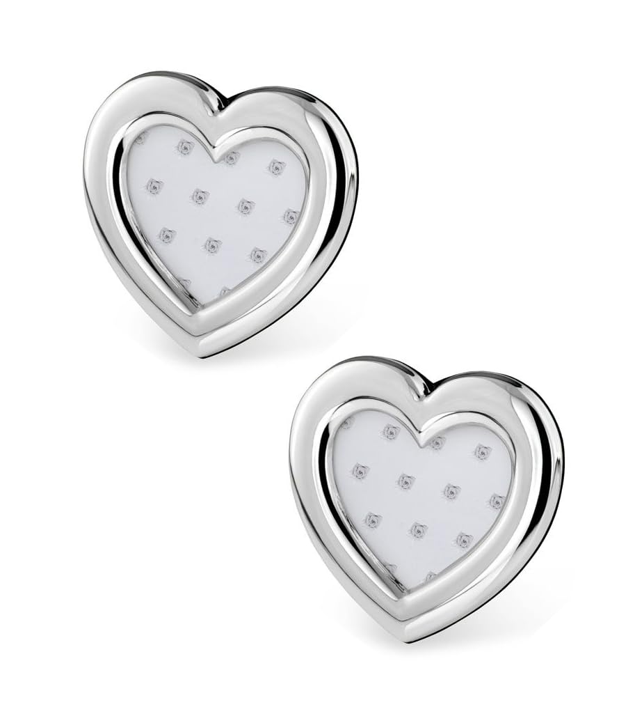 your castle Set of 2 Heart Shaped Photo Frames Glossy 5.5 x 7 cm Silver Tarnish Resistant — image 1