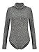PERSUN Women's Dark Grey Turtleneck Long Sleeve Mixed Cable Knitted Bodysuit,Grey,Medium