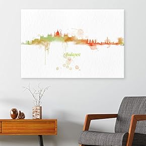 Canvas Wall Art - Impressionism Watercolor Style City Landscape of Budapest - Giclee Print Gallery Wrap Modern Home Art Ready to Hang - 12x18 inches