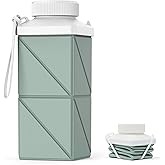 Mefold Collapsible Water Bottles 17.4oz(516ML), 2nd Generation Leakproof BPA-Free Travel Water Bottle,Lightweight Reusable Water bottle, Portable for Travel Cycling Gym Camping,Sage Green, 1 Pack