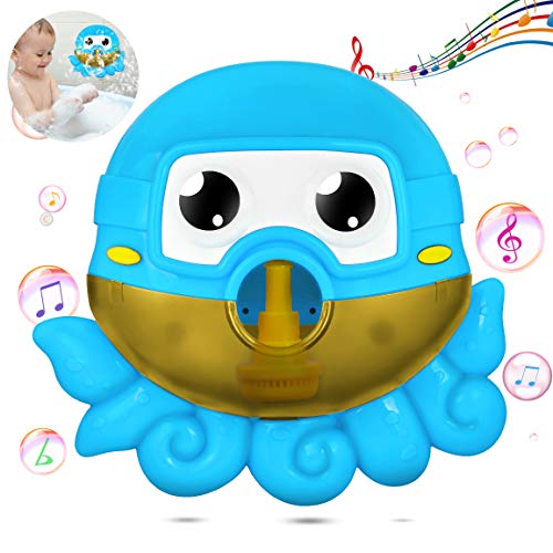 Refasy Bath Toys for Kids 5-7 Years Old,Great Birthday Gifts for Kids Automatic Musical Octopus Bubble Makers for Toddlers 2-4 Years Old Bubble Machine Perfect Christmas Toys Gift for Boys Girls Blue