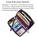Lavemi Women's RFID Blocking 100% Leather Large Capacity Zip Around Wallet Phone Holder Clutch Travel Purse Wristlet(Large Size Purple)