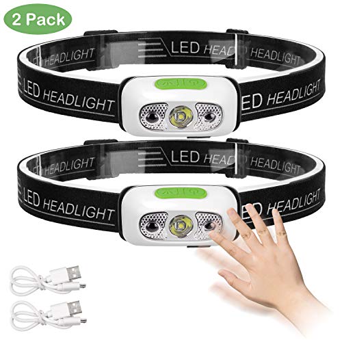 HIMETSUYA Headlamp Flashlight, Led Headlamps Rechargeable Headlight [2 Pack] 500 Lumen IPX6 Waterproof With Motion Sensor Mode, for Outdoor, Camping, Running, Hiking -Built-in Battery(2 Pack) - Thumbnail 7