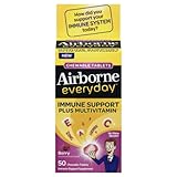 Airborne Everyday Vitamin C Immune Support Supplement and Multivitamin Chewable Tablets, Berry Flavor, 50 Count