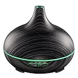 VicTsing 300ml Essential Oil Diffuser, Wood Grain Ultrasonic Aroma Cool Mist Humidifier for Office Home Bedroom Baby Room Study Yoga Spa (Grey and Black)