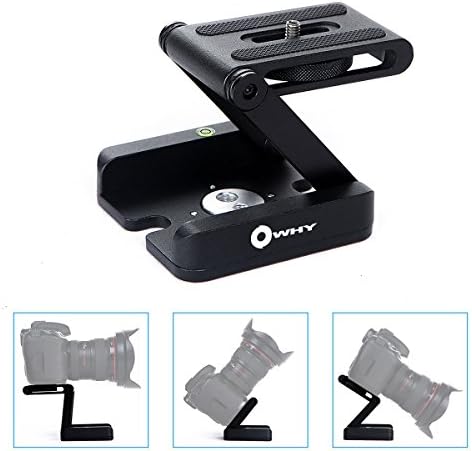 Aluminum Alloy Freely Folding Z Flex Owhy Brand Tilt Head Desktop Mini Stand Holder Quick Release Plate For DSLR Camera Camcorder Tripod Stabilizer(black)
