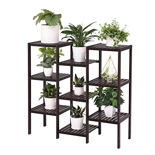 Barton Bamboo (9) Shelf Tier Plant Stand Shelf Flower Pots Holder Display Rack Utility Bathroom Rack Organizer Storage Rack Shelving, Antique