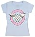 DC Comics Wonder Woman Girls Sugar Glitter Logo Light Blue T-Shirt (Large)