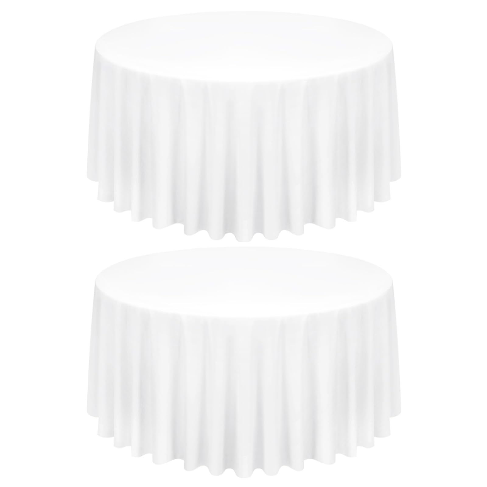 FXKS 2 Pack White Round Tablecloth 300 cm Circle Polyester Table Cloth, Washable Fabric Stain and Wrinkle Resistant Table Cover Round Table Clothes for Wedding Parties Banquet Reception Dining