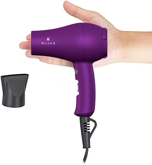 Wazor Mini Travel Hair Dryer, Small Ionic Lightweight Hairdryer with