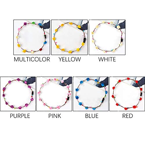 LED Flower Crowns Headband, JUSTDOLIFE 12 Pack LED Flower Wreaths with 10 LED Light Up Luminous Flower Headdress for Girls Women Bar Party Birthday Wedding Holiday