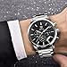 BENYAR Quartz Chronograph Waterproof Watches Business Sport Stainless Steel Band Strap Wrist Watch for Men (Steel Black B)