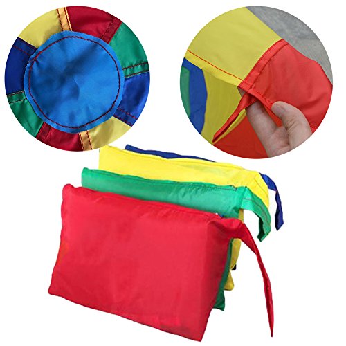 Erlsig 6 Foot Multicolored Play Parachute for Kids with 8 Handles Outdoor Camping Tent Picnic Mat Cooperative Games Birthday Gift with Bags for 3-8 Year Kids